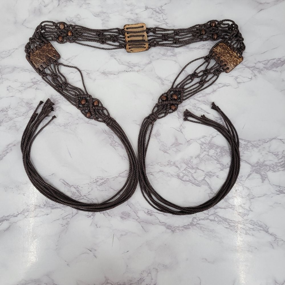 Brown Beaded Women's Bohemian Boho Belt Cord